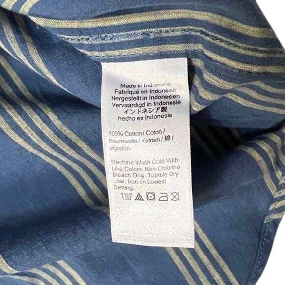 J.Crew Striped Cotton Voile Western Button Down Shirt Blue NWT 14 - Picture 7 of 7